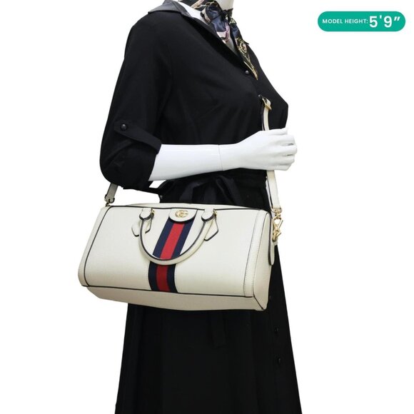 Gucci  Ophidia GG Medium Web Leather Top Handle Shoulder Bag Beige 524532 - Picture 2 of 14